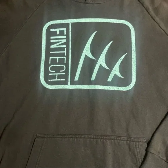 Fintech Box Logo Point Breeze Fleece Pullover Hoodie - Medium - Anthracite, NWT - Picture 8 of 9
